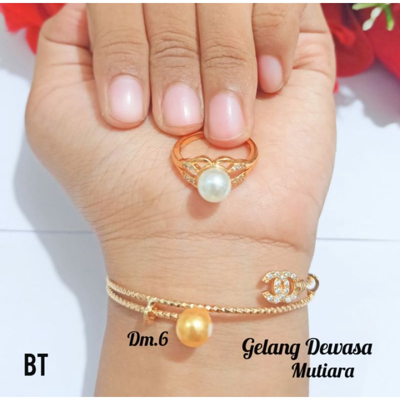 Gelang Dewasa Mutiara free Cincin Mutiara Gold dan Silver limited edition (COD)