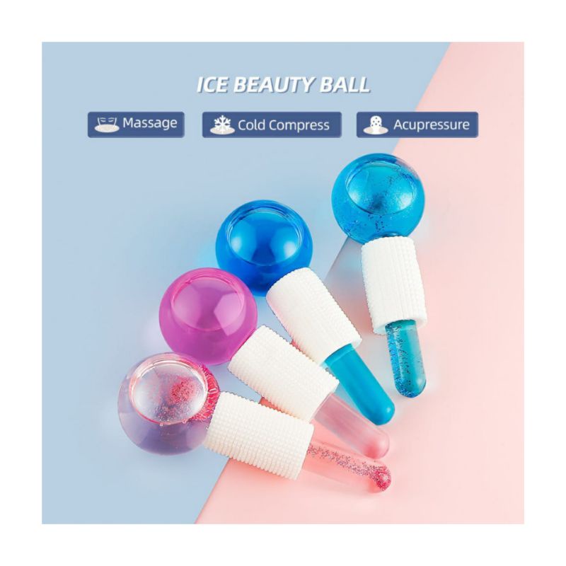 ICE GLOBES ROLLER 2 Pcs Set Alat Pijat Roller Bola Es Dingin Untuk Perawatan Kulit Wajah / Beauty Crystal Ball Glitter Original / Alat Pencerah Wajah / Ice Globes Facial Roller Glitter / Alat Pijat Muka / Ice Globes / Ice water globe