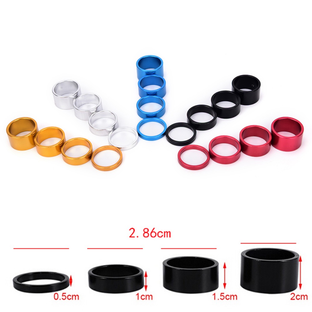 QUINTON 4pcs/set Washer Cycling Parts Spacing Pad Spacer Road Bike 5/10/15/20 mm Mountain Bike Aluminum Alloy Front Fork Bike Stem Handlebar Bike Headset Ring/Multicolor