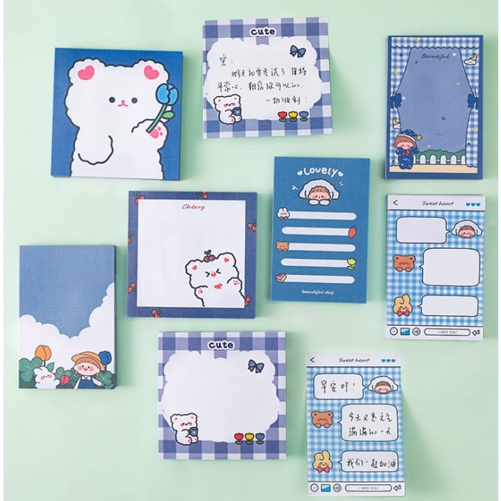 

HANI NOTEPAD KOREA BLUE GIRL MEMO STICKY NOTES CUTE LOVERSTUFF