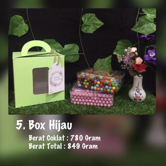 

Coklat unik parcel lebaran box hijau.