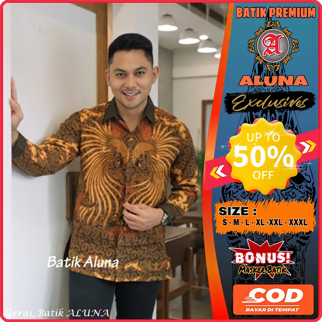 Baju Batik Danar Hadi Solo Kemeja Pria Lengan Panjang Premium Aluna Original G_BA094