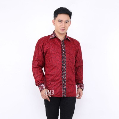 Batik Couple Keluarga Original Uzla Collection Motif Megamendung Merah