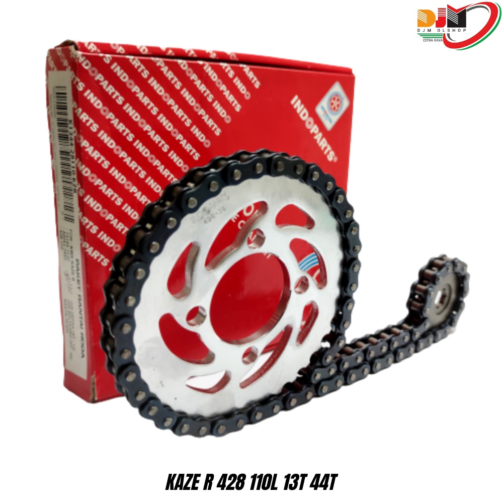 INDOPARTS Gear Set Paket Kawasaki KAZE R  Rantai 428-110L 13T 44T