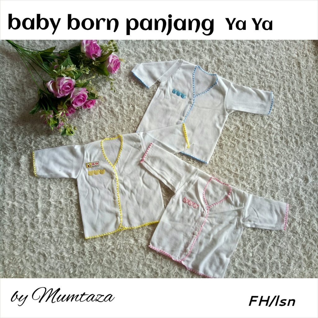 Baju Bayi Newborn YaYa Panjang Putih Polos Kancing Depan, Baju Newborn baby