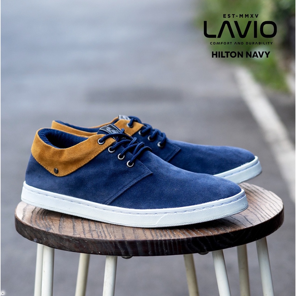 Sepatu Casual kantoran Pria Lavio Hilton Warna Hitam - Coklat - Nevy - Mocca-Nevy