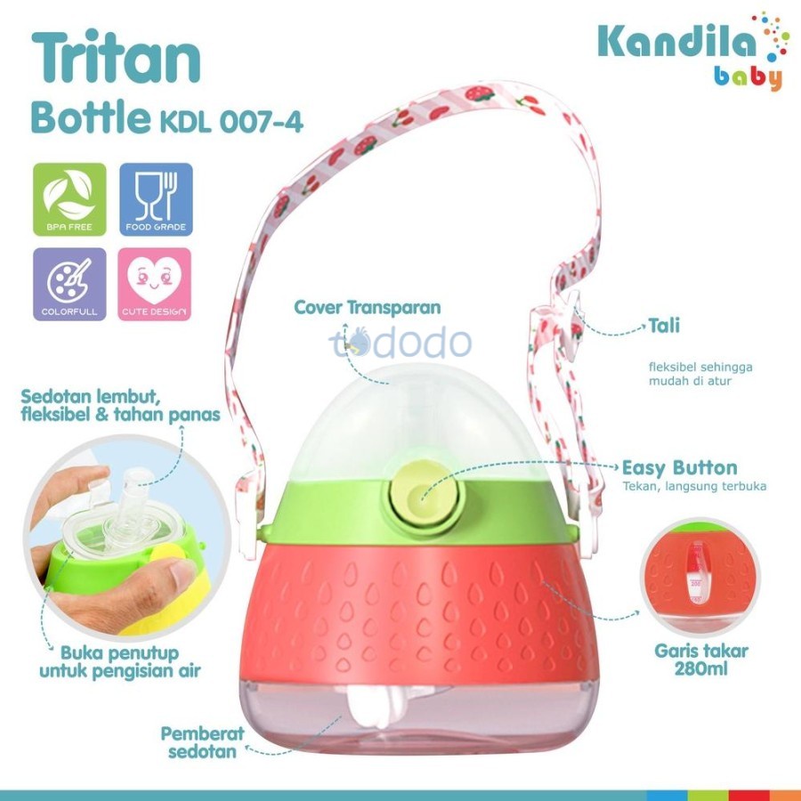 Botol Minum Sedotan Anak Kandila Baby Tritan Straw Bottle 280ml KDL007-4