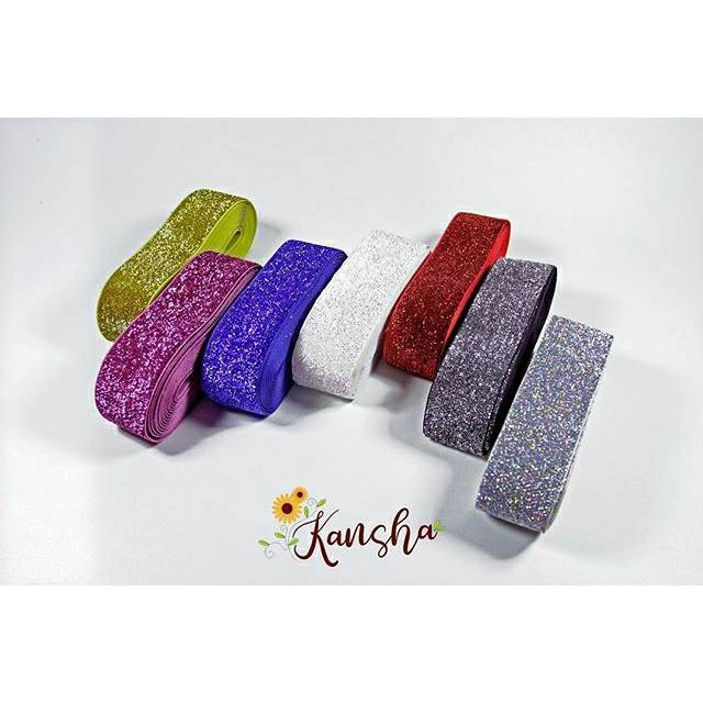 

TOKO ANQA-Pita Glitter Velvet Ribbon 1 1/2in (3.8cm) WAJIB KELIPATAN 5 YARD