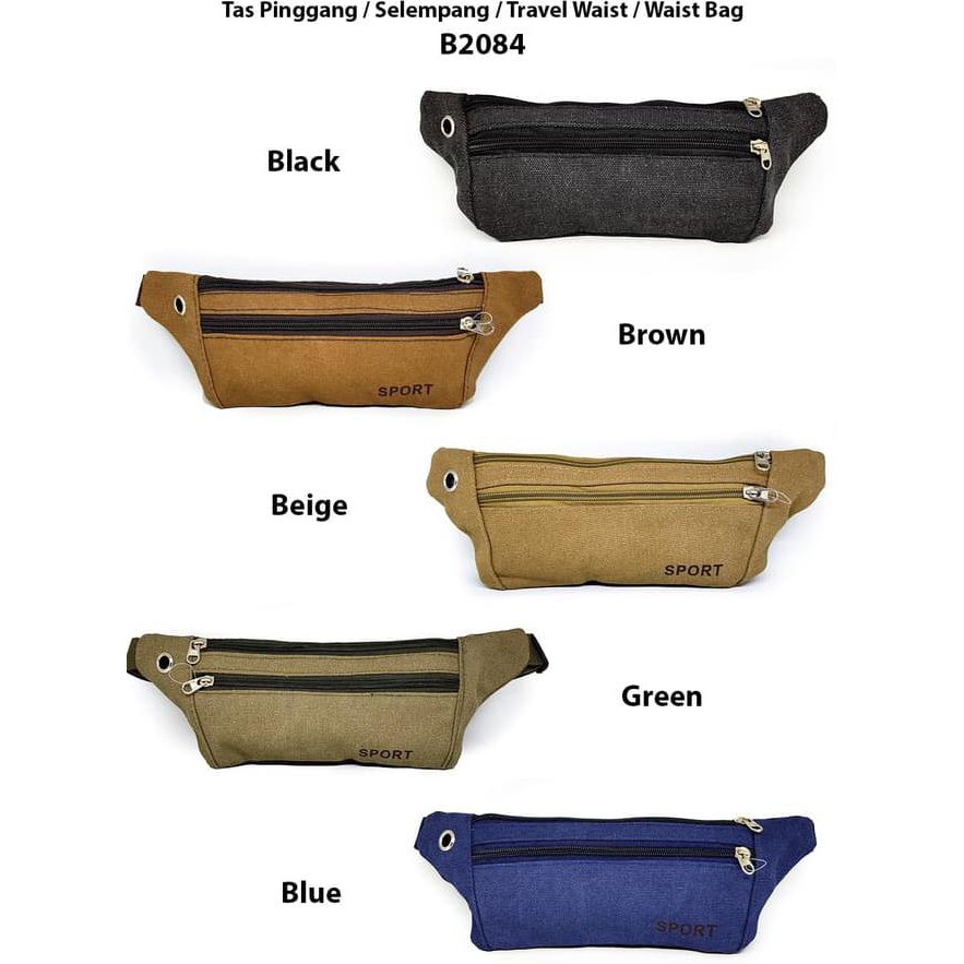 Imlz Tas Pinggang / Selempang / Travel Waist Pouch / Waist Bag 31 X 11Cm - Hitam Tod4