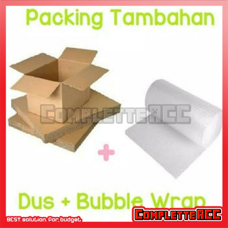 

PACKINGAN TAMBAHAN DUS PLUS BUBBLE WRAP MENGHINDARI BARANG RUSAK/PECAH