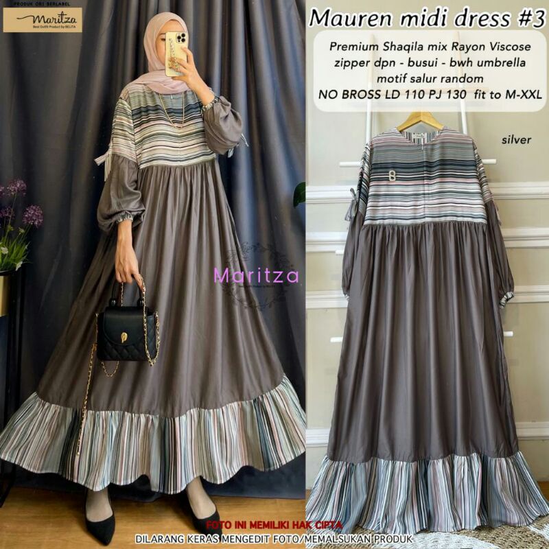 COD | MAUREN MIDI DRESS BY MARITZA | DRESS ORI MURAH CANTIK | BAHAN RAYON LD 110 FIT M-XXL | DRESS M