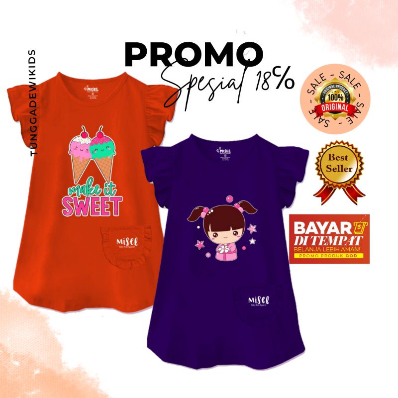 Pakaian Dress Anak Perempuan Rempel Usia 2-7 Tahun Bahan Adem Lembut Kain Katun Premium Baju Gaun An