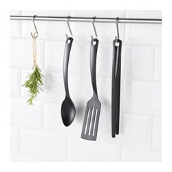 Gnarp Ikea Perkakas dapur, set isi 3 (Sutil+Centong+Jepit), hitam