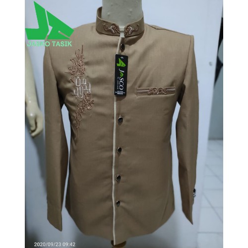 Jasko Manjadda Coksu Jasco Tasik Terbaru / Jas Koko Bahan Wool Motif MJD Warna Coklat Susu