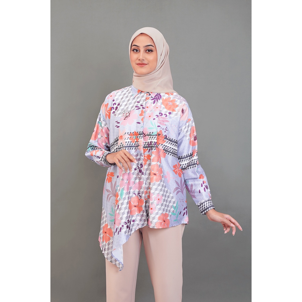 Nada Puspita - Fiori Asymmetric Shirt - Blue