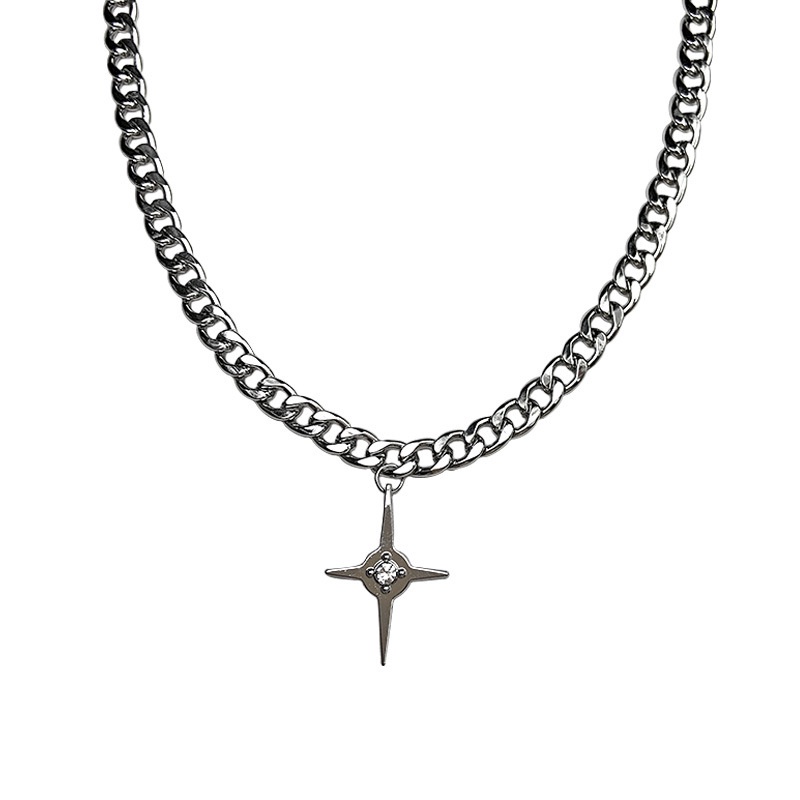 Cross Pendant Necklace Four-Pointed Star Design Sense Clavicle Chain