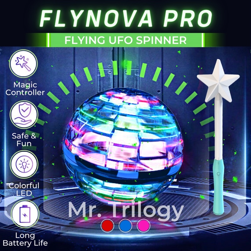 Flynova Pro Flying Ball Boomerang Spinner Bola Terbang LED Gift Mainan Anak Indoor Outdoor