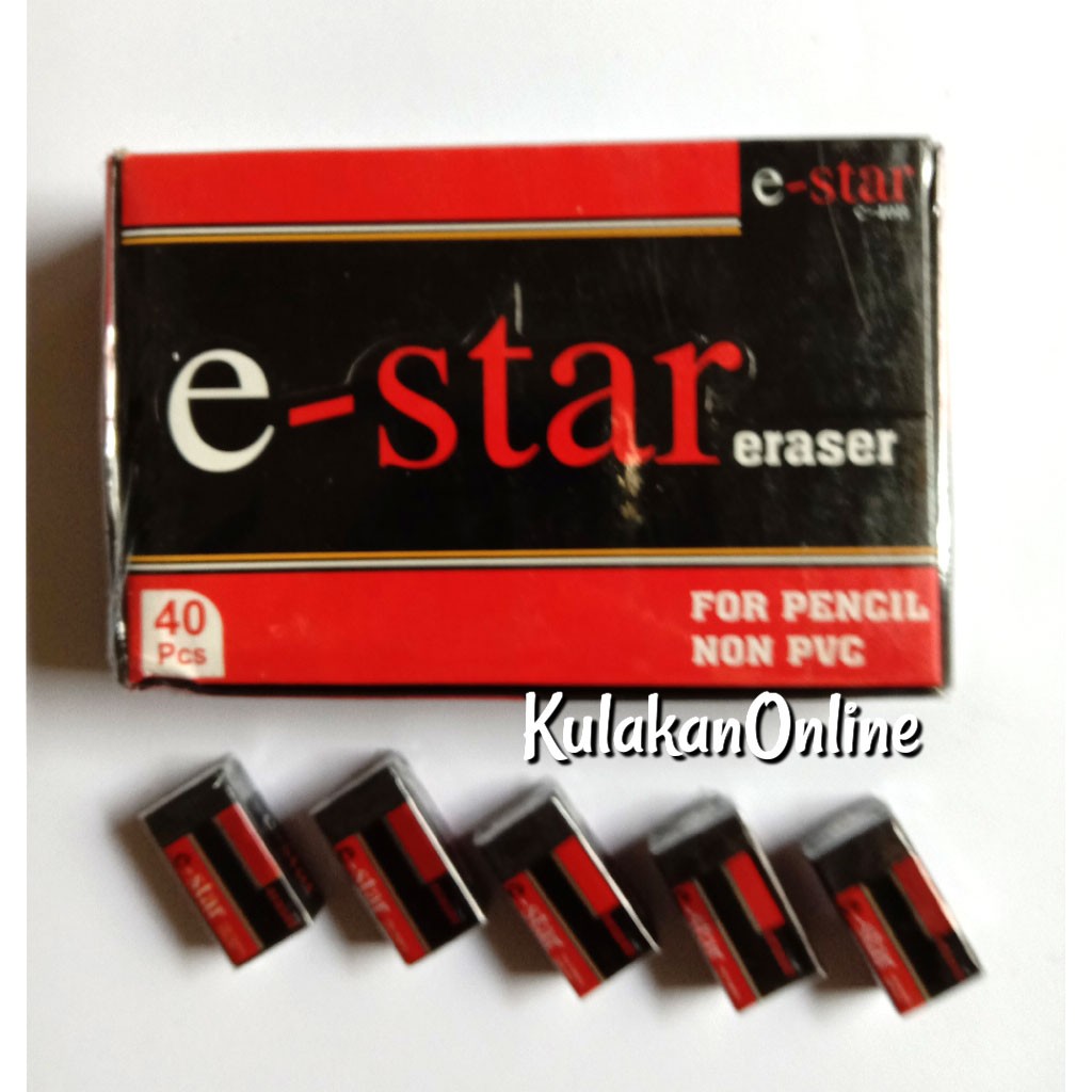 

Penghapus Orista/e-star Eraser Hitam/ Putih (1 pak isi 40pcs)