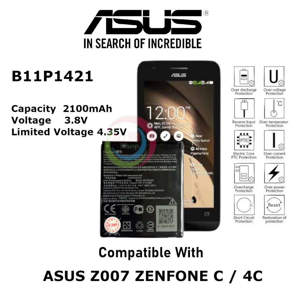 Batre Baterai Battery Asus Z007 Zenfone C / 4C B11P1421 ZC451CG