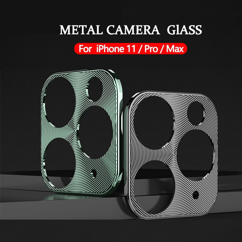 For iPhone 11 Metal Camera Frame Protectors Tempered Glass iPhone11 Pro Max Full Lens Film