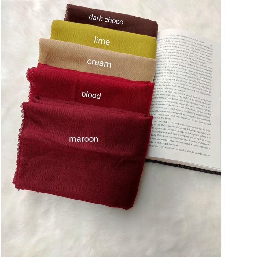 ➴ Hijab Voal Polos Premium Kayla / Hijab Segi Empat Voal Polos Kayla Laser Cut / Jilbab Voal Polos P