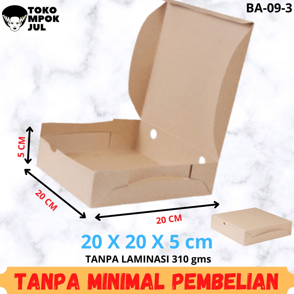 

TANPA MINIMUM - Box Kotak Kardus Dus Pizza Brownies Kue Roti Bolu Martabak 20x20x5 cm 310 gms