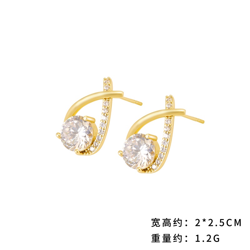 Anting Stud Desain Mermaid Lapis Emas Asli Kadar 375 Hias Berlian Mikro Gaya Bangkok