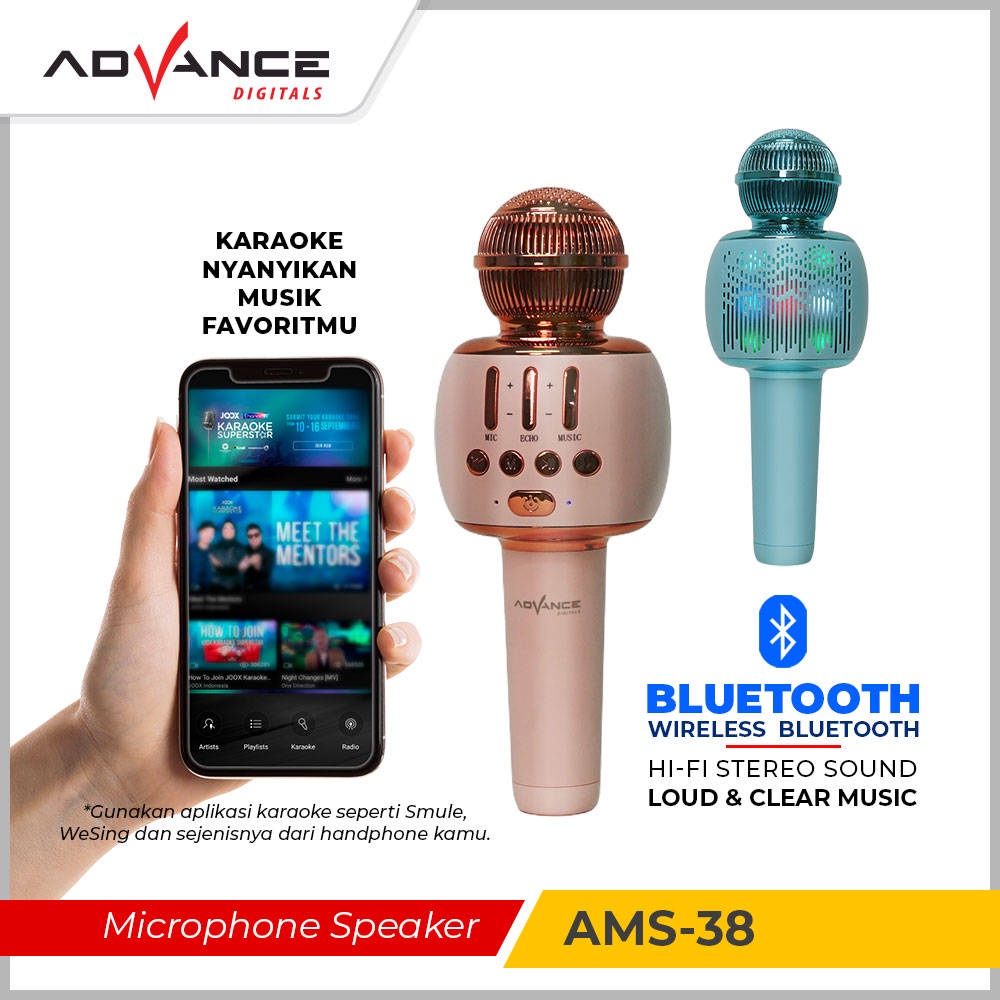 Advance Menyenangkan Nirkabel Mikropon Bluetooth portabel Pemain Karaoke AMS-38 Mikrofon Pembicara