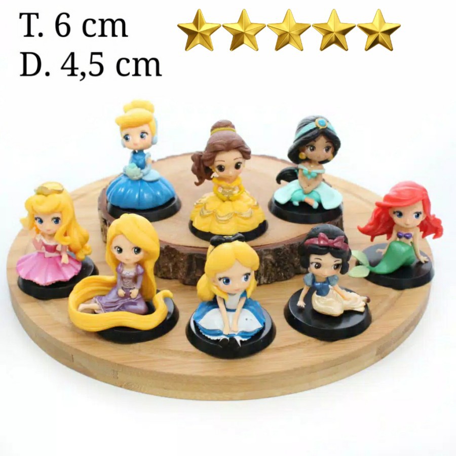 Action Figure DISNEY PRINCESS isi 8 pcs - Miniatur Topper Pajangan
