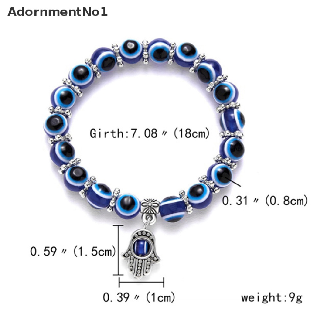 (AdornmentNo1) 2021 Gelang Tangan Manik-Manik Kaca Motif Mata Iblis Biru Untuk Perhiasan Pria / Wanita