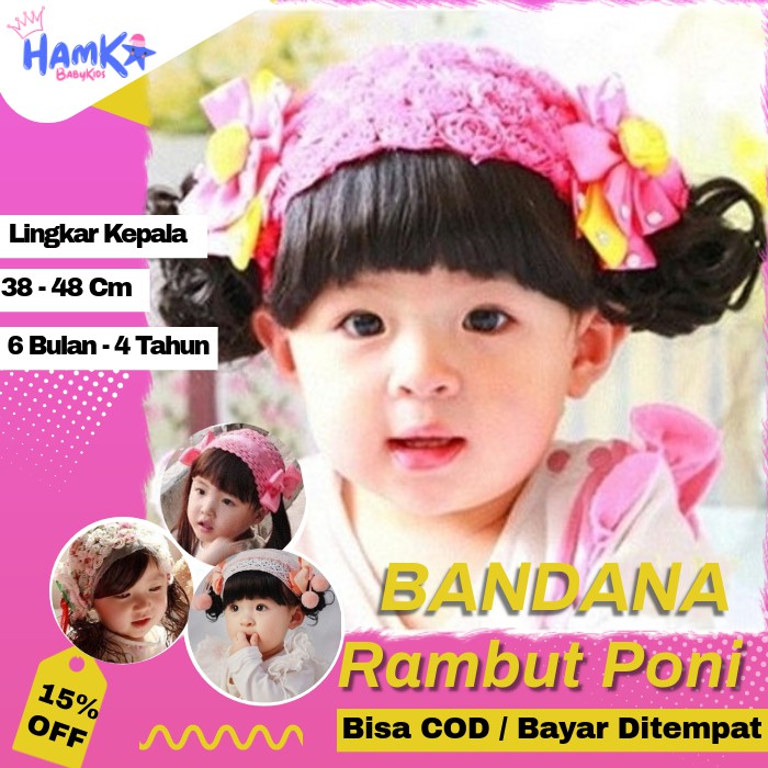 Bandana Bando Wig Aksesoris Bondu Topi Bayi Rambut Poni Kepang Palsu Anak Bayi Baby Balita Perempuan