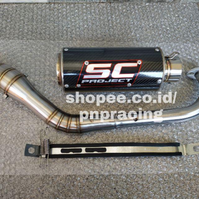 Knalpot Racing SC PROJECT NMAX AEROX LEXI PCX XMAX ADV VARIO BEAT SCOPY MIO DLL-Hitam karbon