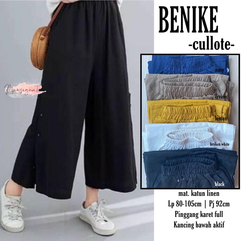 CELANA KULOT BENIKE JUMBO BAHAN LINEN RAMI KANCING BELAH SAMPING CELANA CULOTTE PANJANG WANITA CEWEK POTONGAN LEBAR LONGGAR KEKINIAN TERBARU HIGHWAIST PREMIUM