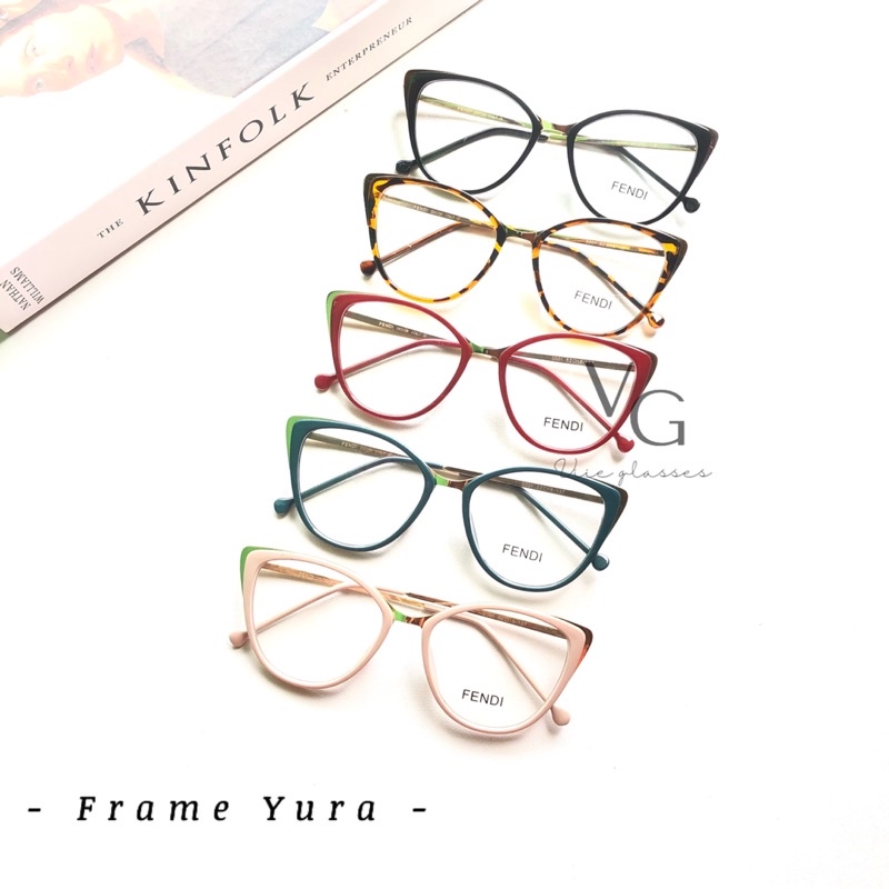 Frame Yura cat eyes kacamata model mata kucing bisa ganti minus