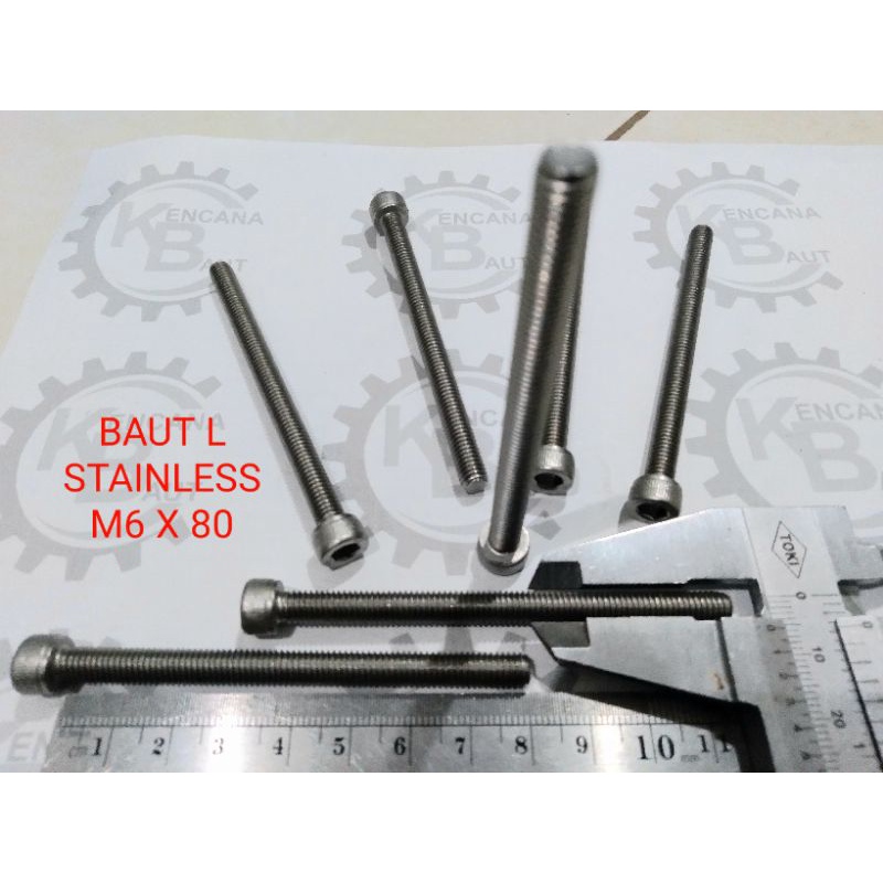 Baut / Bolt / Baud L Stainless M6 x 80