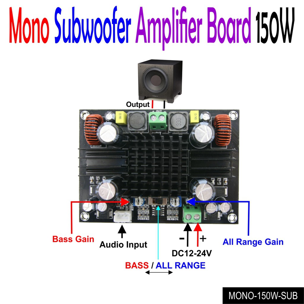 Digital Mono Amplifier Board 150W Subwoofer - All-Range Switchable