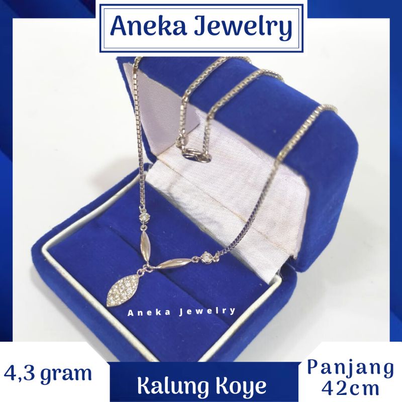 Kalung Koye Gantung Oval Cor Mata2, Perak 925, Sepuh Emas Putih