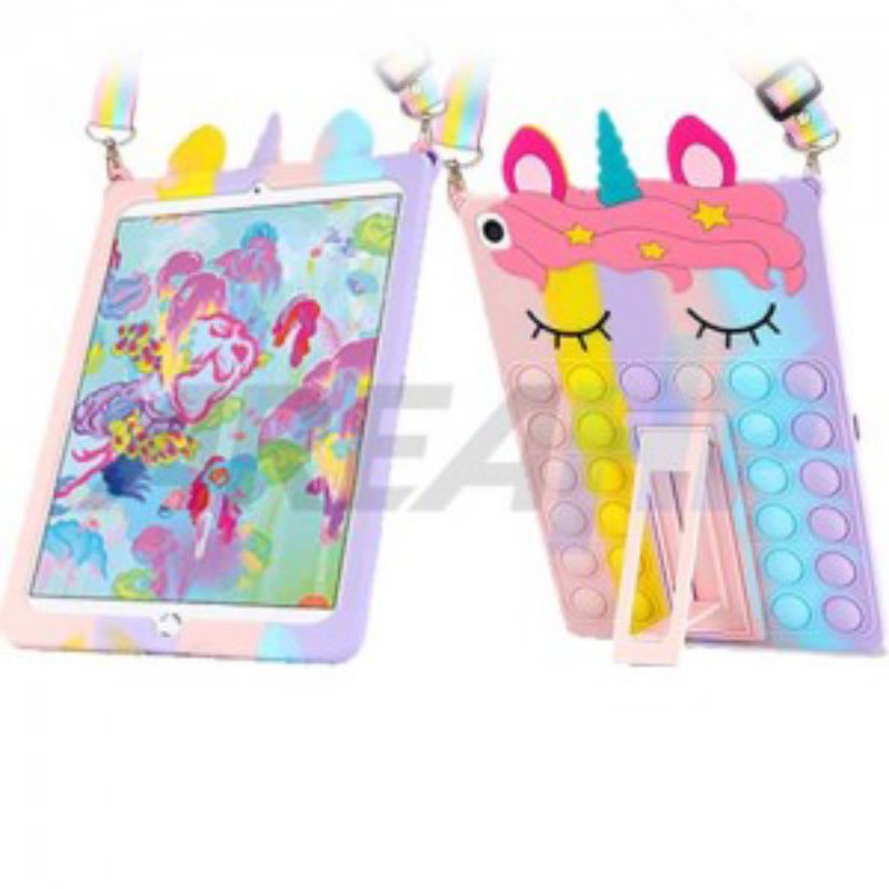 Unicorn Pop It Bubble Rainbow V Case Casing Cover Anak Kids Samsung Tab A7 10.4 2020 T500 T505