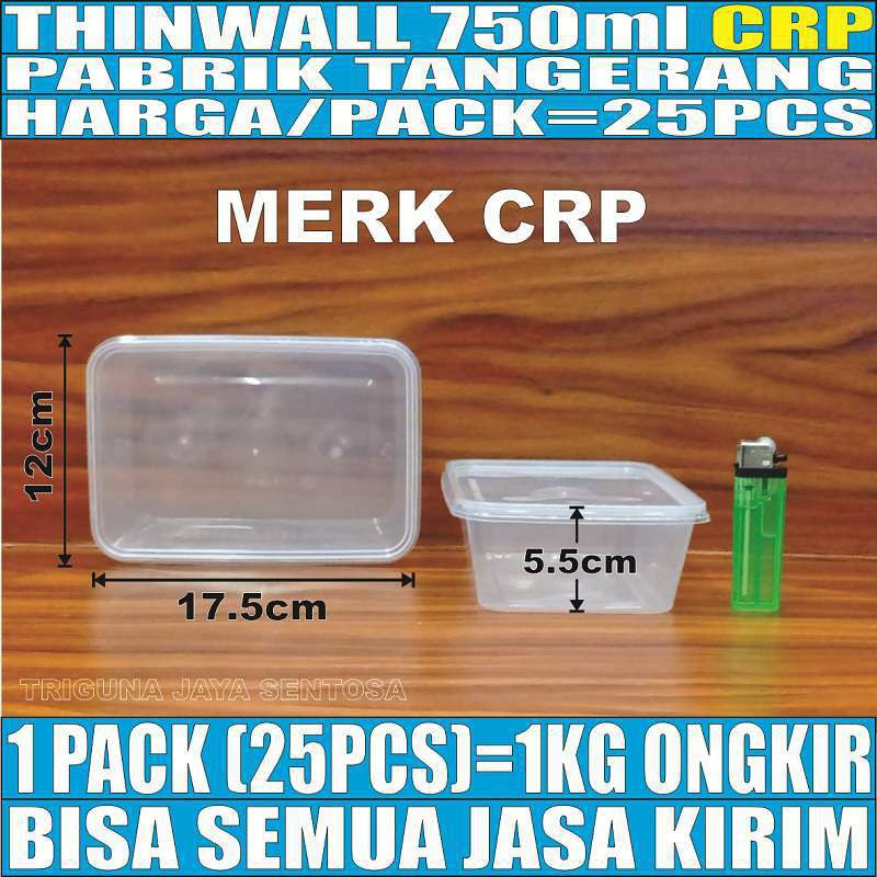 Thinwall 750ml Perpack Kotak Makan Plastik Persegi Panjang Box