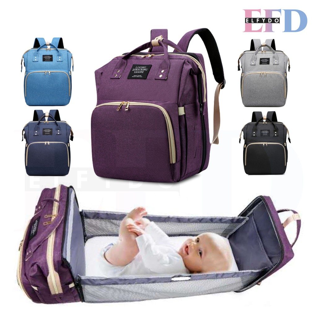 ELFYDO ELF1425 Tas Perlengkapan Bayi Multifungsi 2in1 Kasur Tidur Tas Ransel Diaper Bag