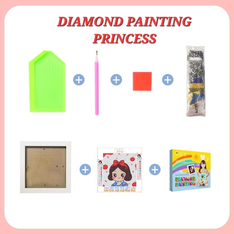 5D DIAMOND PAINTING PRINCESS CRYSTAL + FRAME MAINAN EDUKASI MOTORIK MONTESORI ANAK KRISTAL KERAJINAN KETERAMPILAN ANAK