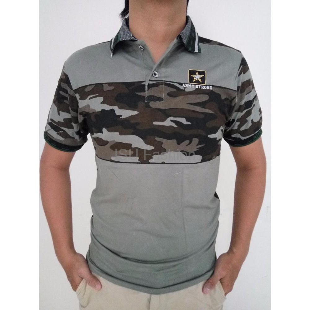 Baju kaos polo kerah kemeja army tentara loreng tni