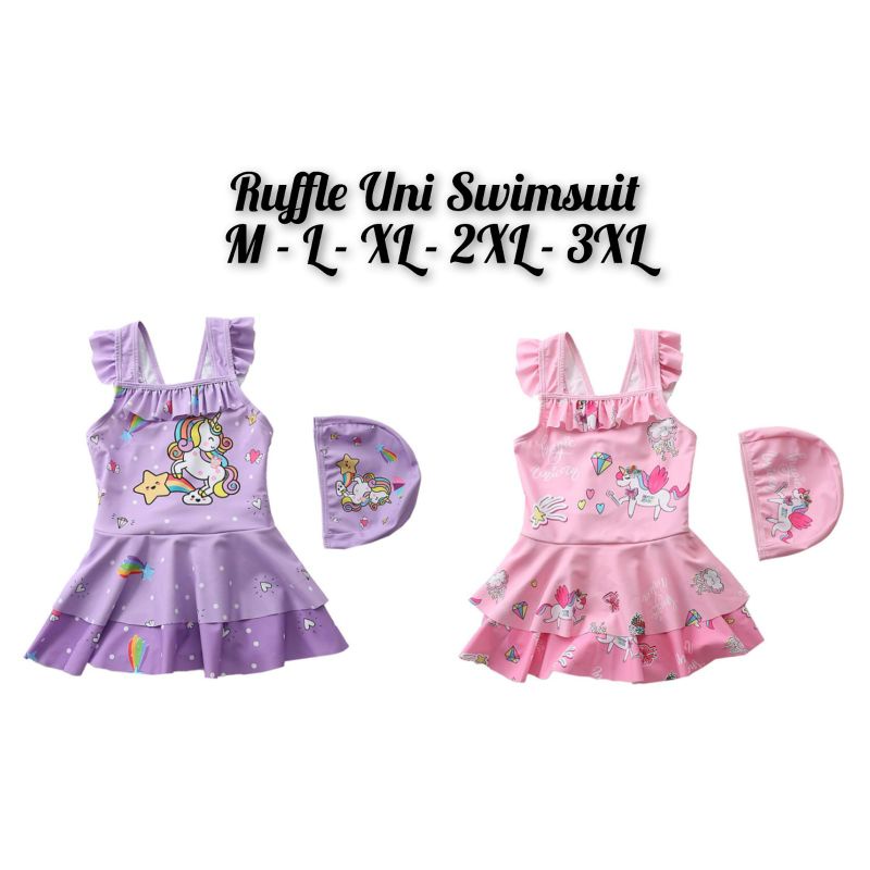 Ruffle Uni Swimsuit / Baju Renang Anak Motif Dress Unicorn