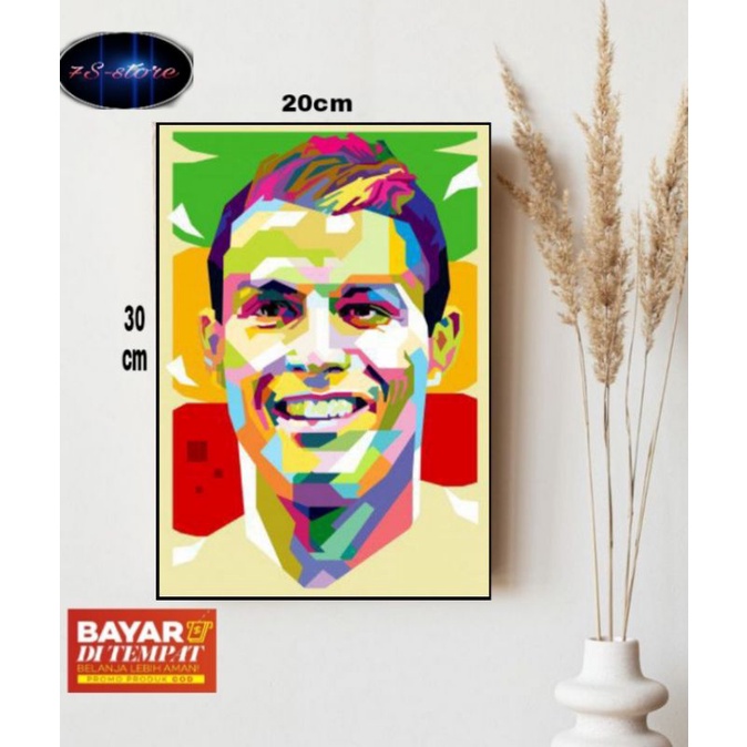 poster kayu cristiano ronaldo/hiasan dinding tema cristiano ronaldo/Pajangan dinding ronaldo