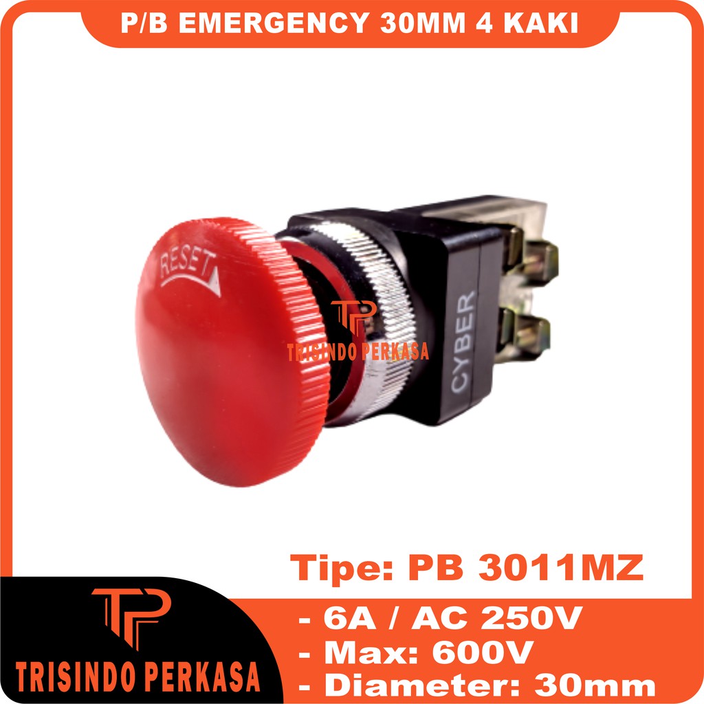 Push Button Reset Emergency PB3011MZ 30mm 4kaki