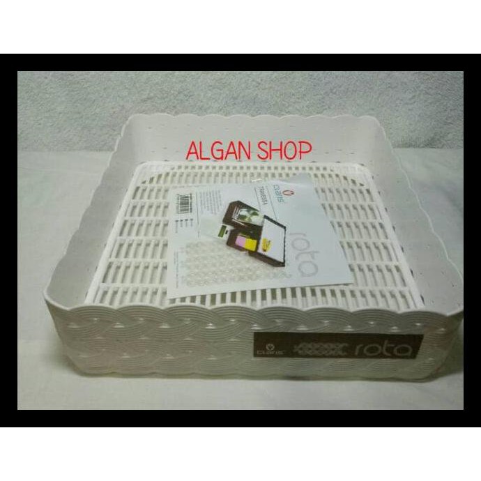 Ready Stok Claris/M/Keranjang/Baki/Nampan/Tray/Wadah/Plastik Motif Anyaman Rotan Fast Respon