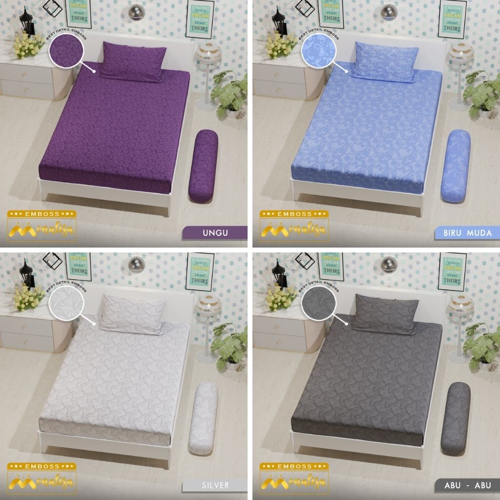 RC Seprei/Sprei Polos Embos Ukuran Single 120x200 cm Monalisa Tinggi 20 cm Free Sarung Bantal Guling
