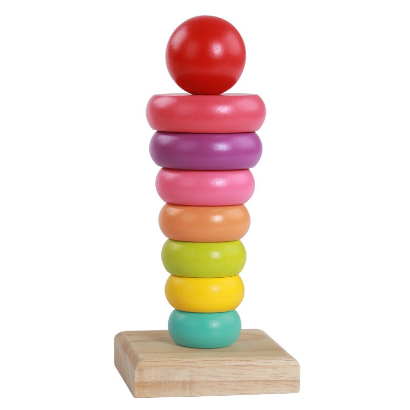 Gober - Rainbow Stacker - Mainan Donat 21 CM Menara Warna Warni Bulat