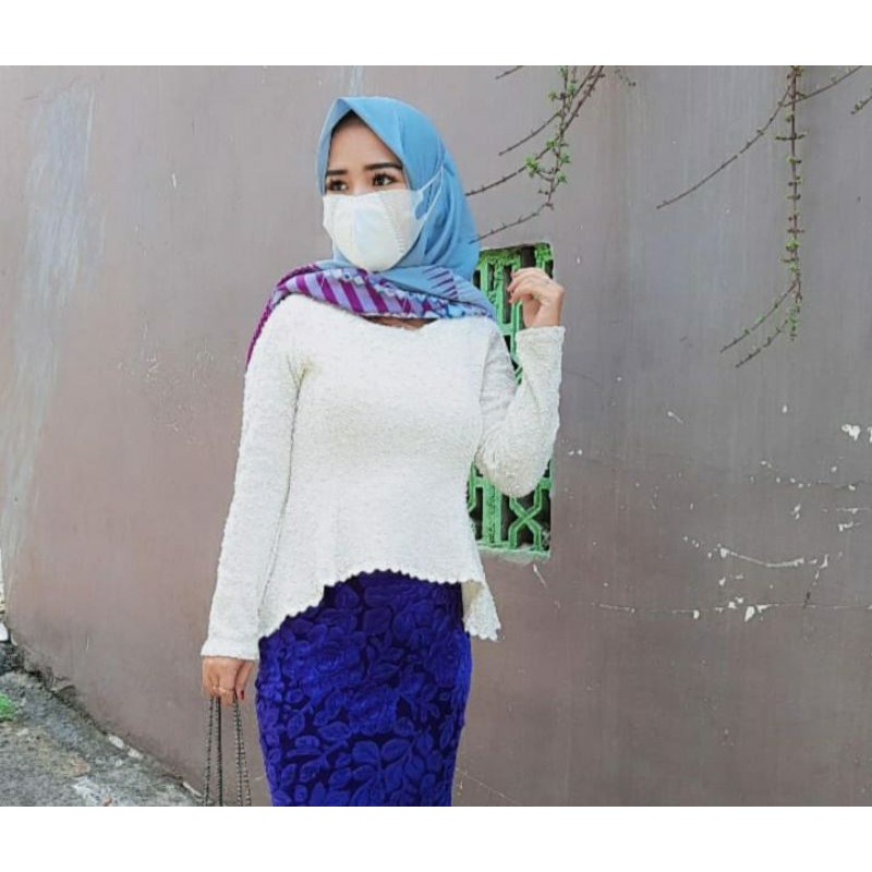 Preloved atasan blouse kondangan pesta brokat putih second