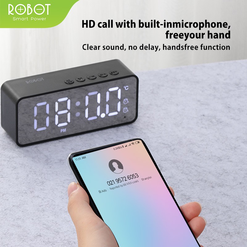 SALON SOUND Speaker Bluetooth Robot RB150 Portable Wireless Bass Mini Stereo - LED Display Alarm With Radio